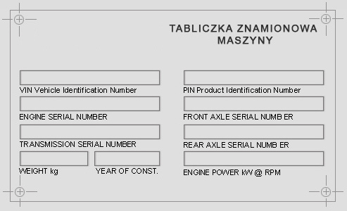 Tabliczka znamionowa maszyny